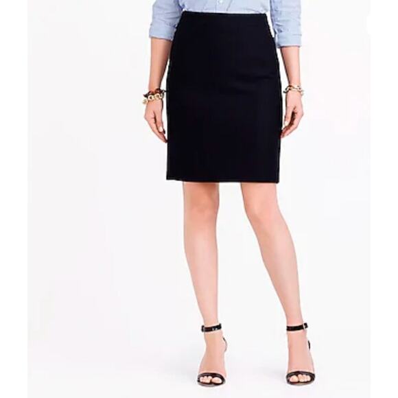 J. Crew Black 100% Wool Lined #2 Pencil Skirt 6 EUC - Picture 1 of 8